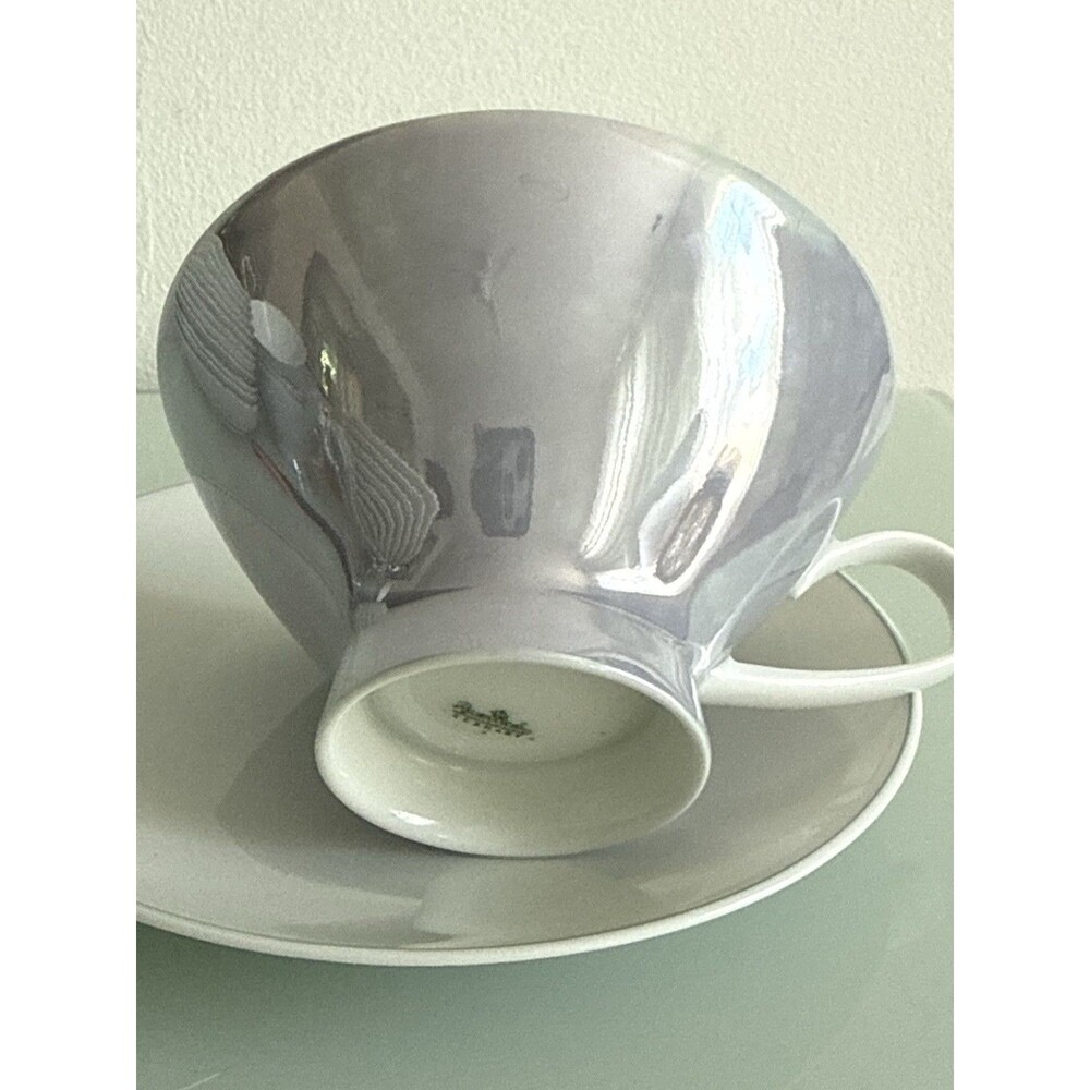 Rosenthal Germany Modernist Gray Porcelain Teacup & Saucer Set MCM